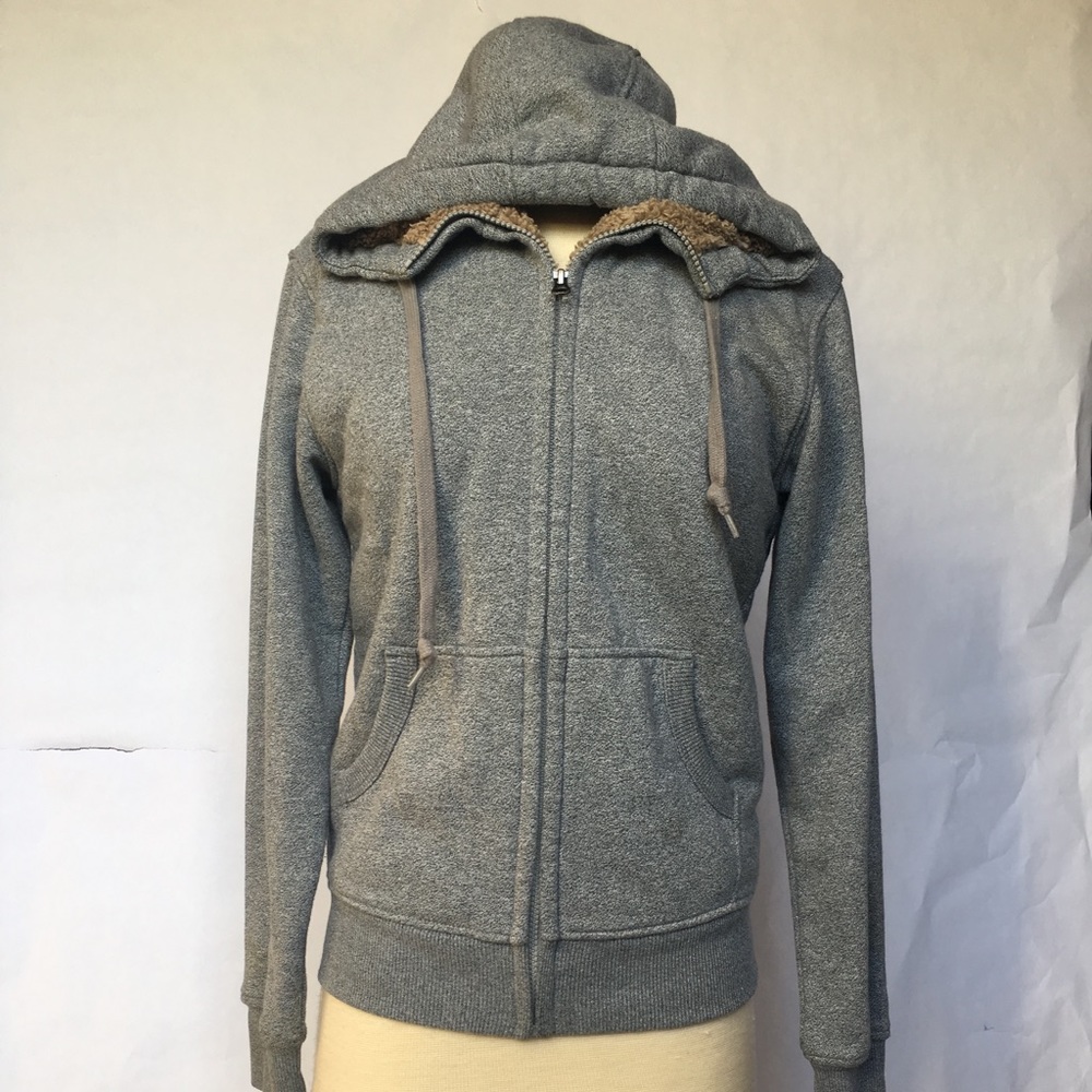 Uniqlo Men's Gray Pile Lined Full Zip Hoodie - XS